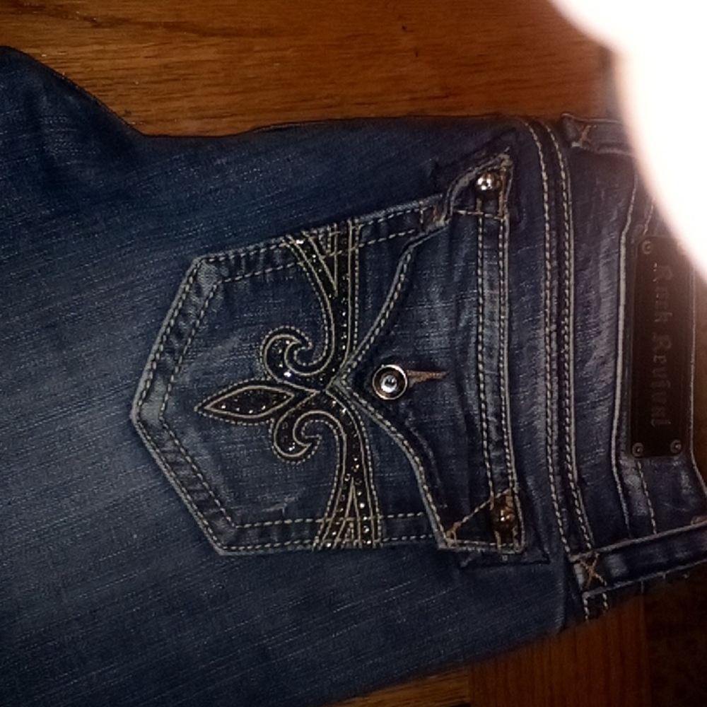 Jeans 32 30 rock revival and large black under armour pullover